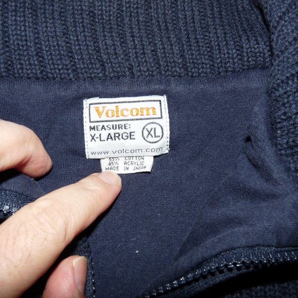 Volcom 1/4 Zip-Up Navy Heavy Pullover XL Extra Large Sweater - Picture 3 of 7